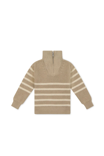 Jamie Kay Jack Zip Jumper - Lenny Stripe Fawn