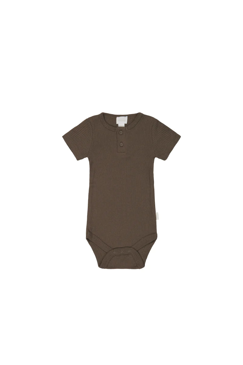 Jamie Kay Organic Cotton Modal Darcy Rib Tee Bodysuit - Cocoa