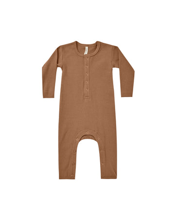 Quincy Mae Ribbed Baby Jumpsuit | Cinnamon