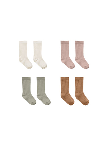 Quincy Mae Socks, Set of 4 | Natural, Mauve, Basil, Cinnamon