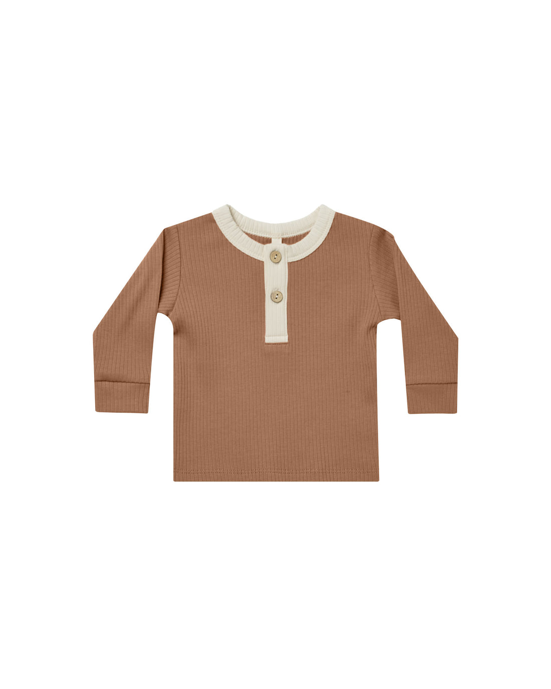 Quincy Mae Ribbed Long Sleeve Henley | Cinnamon