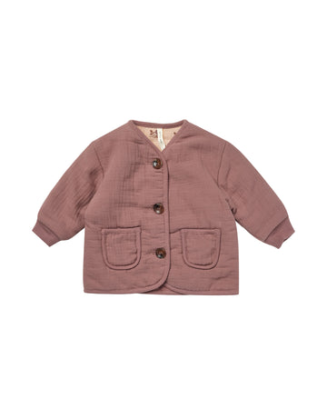 Quincy Mae Quilted V-Neck Button Jacket | Fig
