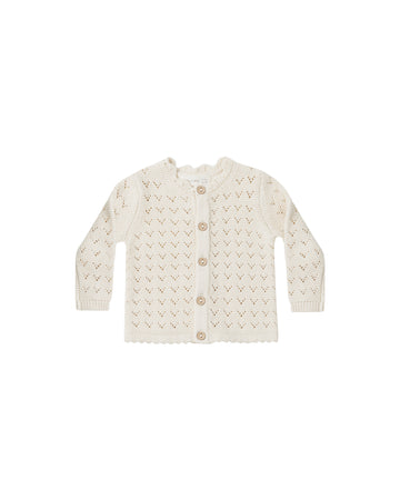 Quincy Mae Scalloped Cardigan || Natural