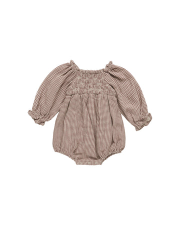 Quincy Mae Eden Romper || Plum Gingham