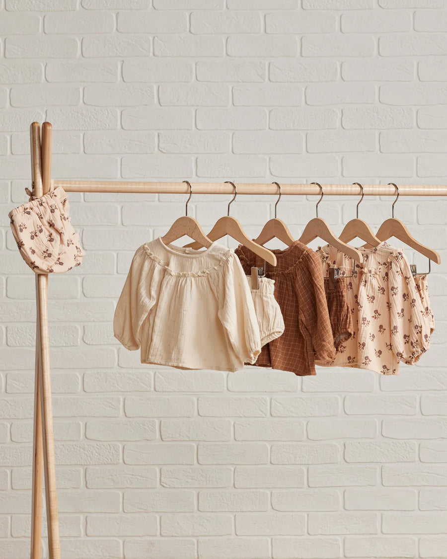 Quincy Mae Balloon Sleeve Blouse + Bloomer Set | Cinnamon Grid