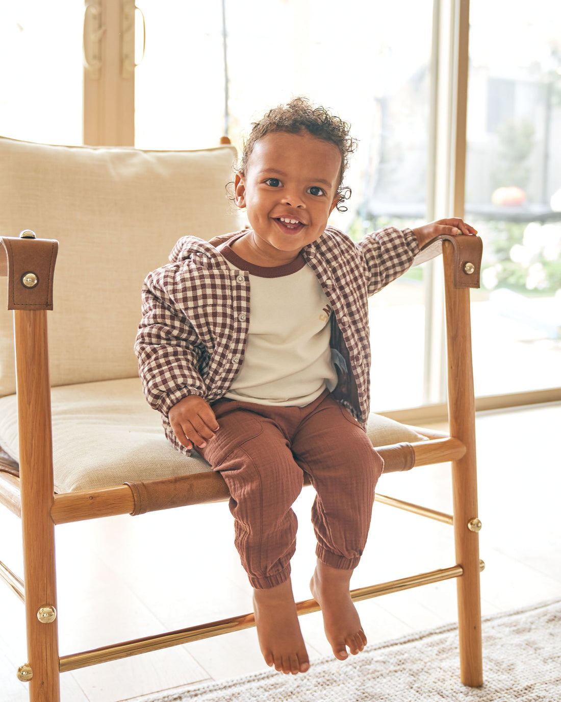Quincy Mae Hooded Woven Jacket | Plum Gingham