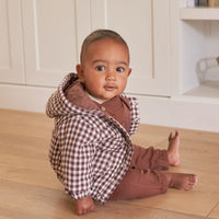 Quincy Mae Hooded Woven Jacket | Plum Gingham