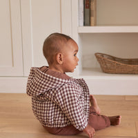 Quincy Mae Hooded Woven Jacket | Plum Gingham