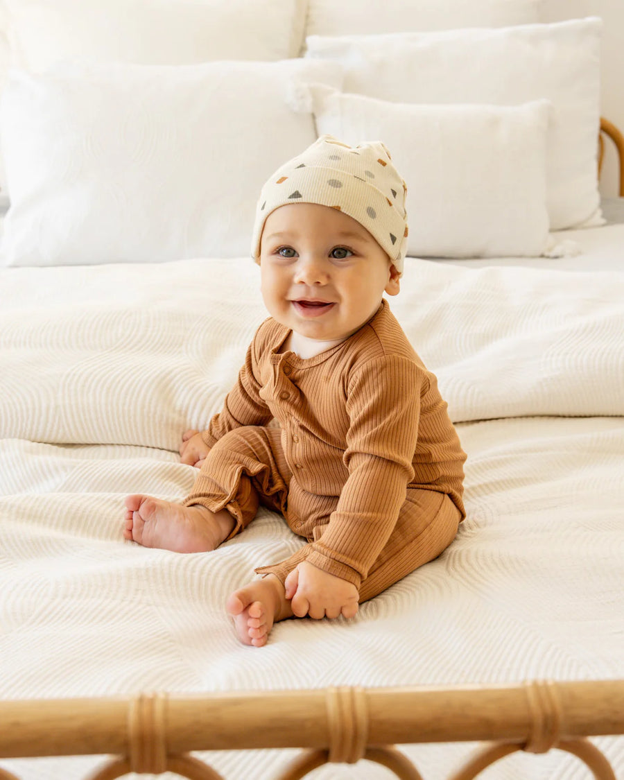 Quincy Mae Ribbed Baby Jumpsuit | Cinnamon