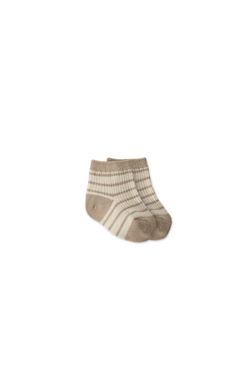 Jamie Kay Rocco Stripe Crew Socks - Fawn/Soft Clay