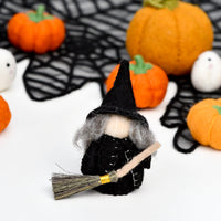 Tara Treasures Felt Grand High Witch With Broom Peg Doll