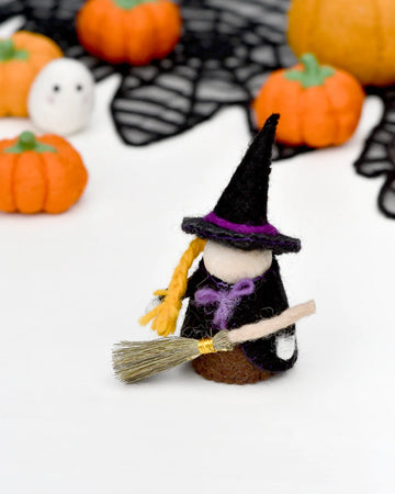 Tara Treasures Felt Witch With Broom Peg Doll