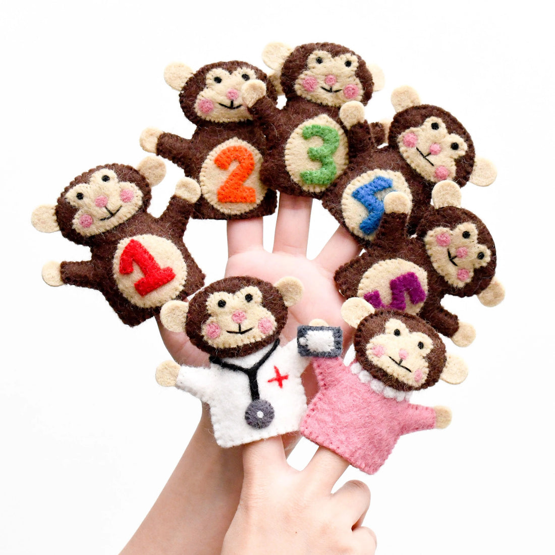 Tara Treasures Five Little Monkeys, Finger Puppet Set