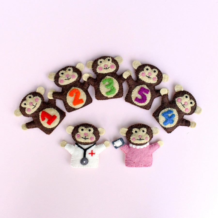 Tara Treasures Five Little Monkeys, Finger Puppet Set