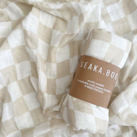 Tillie Check Nude Bamboo/Cotton Wrap