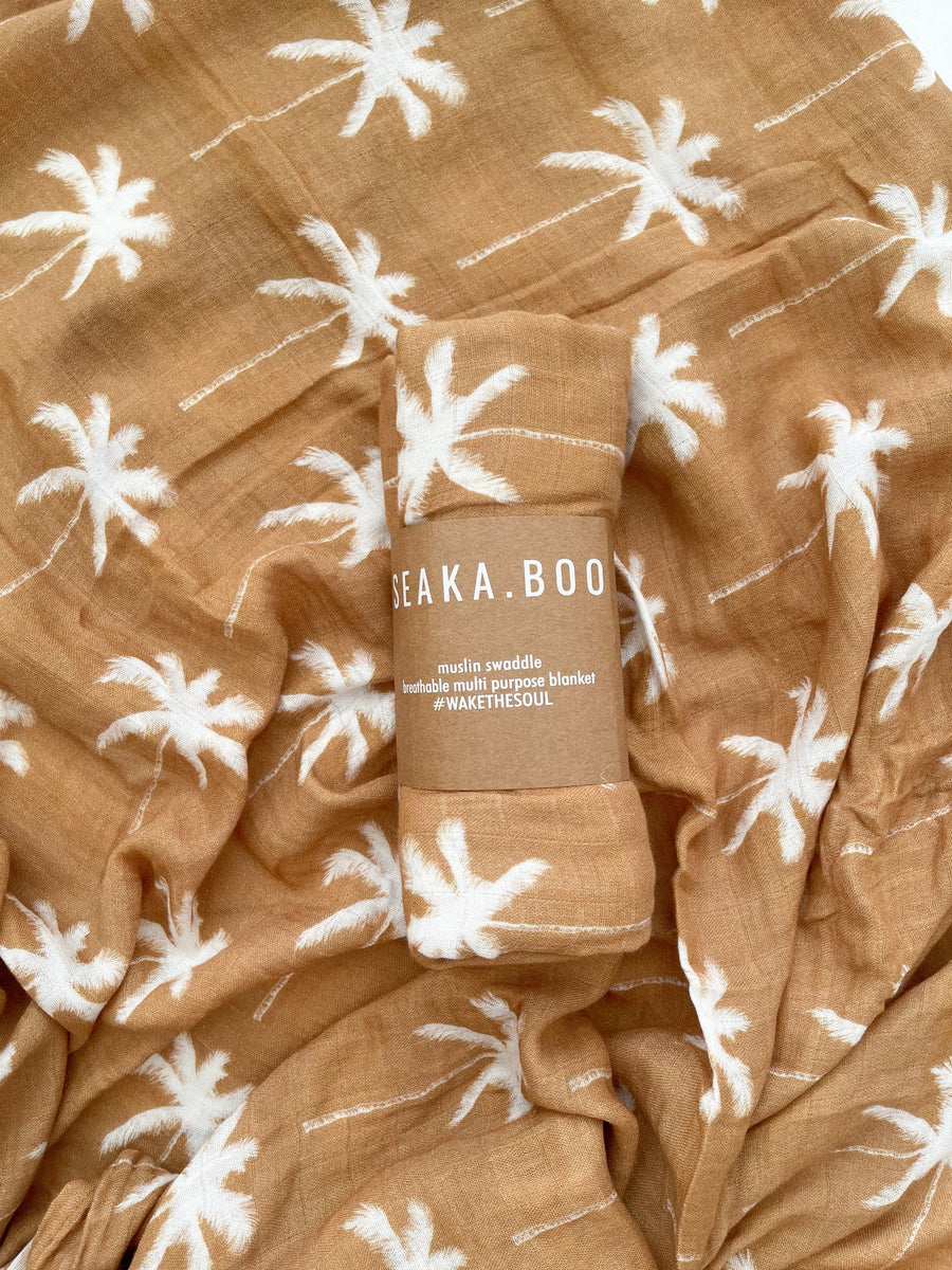 Arlo Palm Toffee Bamboo/Cotton Wrap