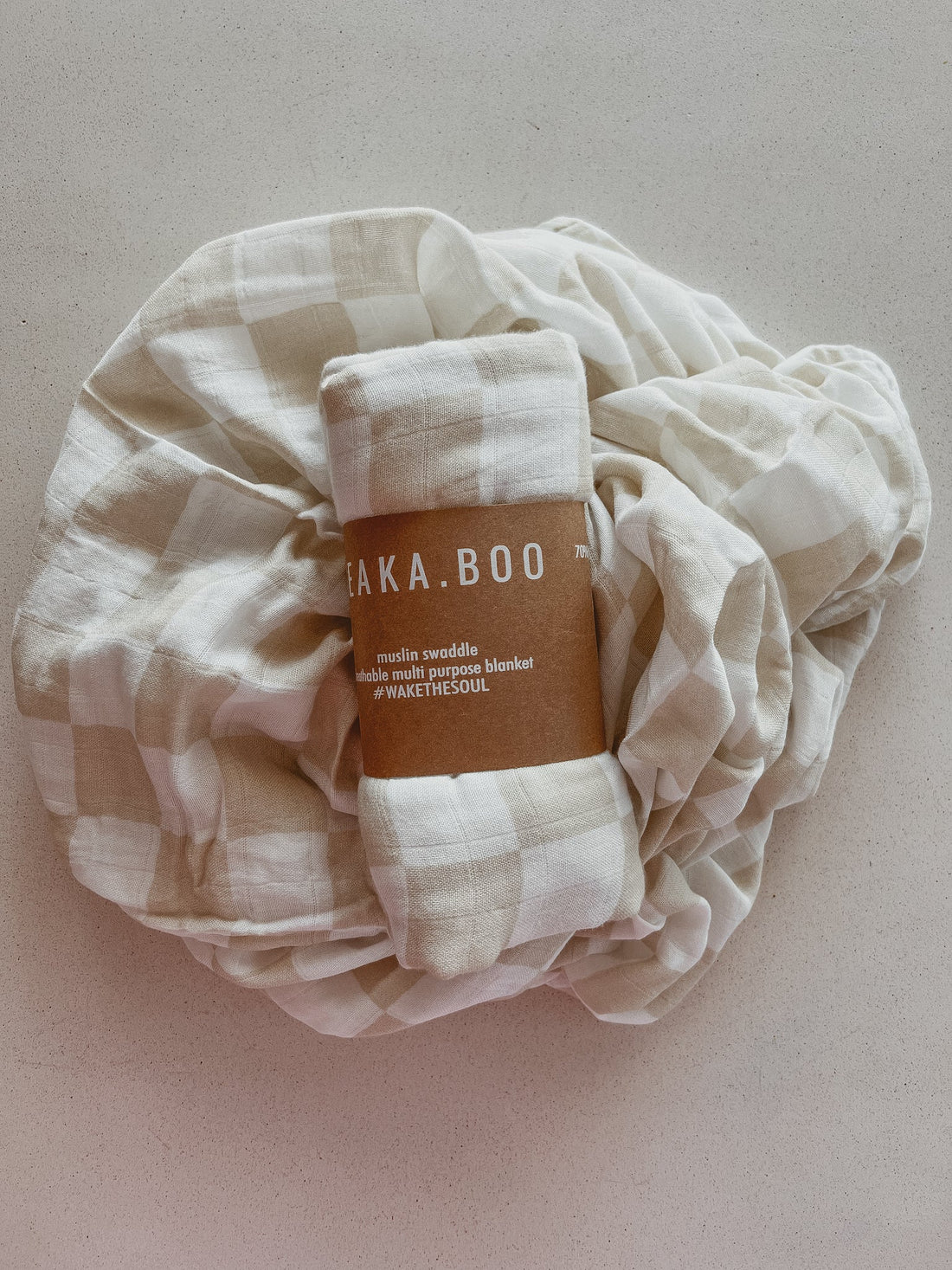 Tillie Check Nude Bamboo/Cotton Wrap