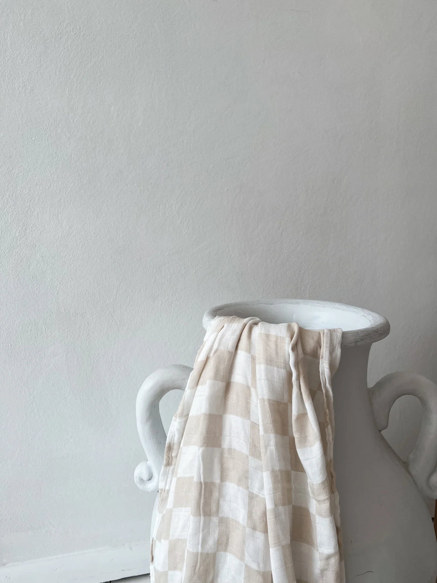 Tillie Check Nude Bamboo/Cotton Wrap