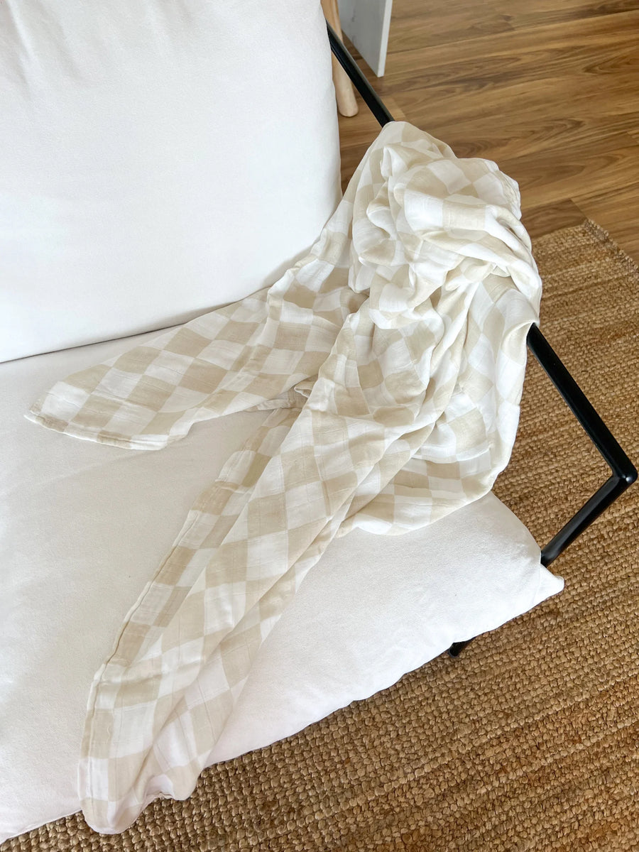 Tillie Check Nude Bamboo/Cotton Wrap