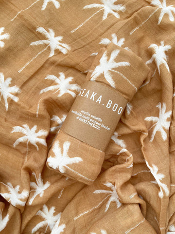 Arlo Palm Toffee Bamboo/Cotton Wrap