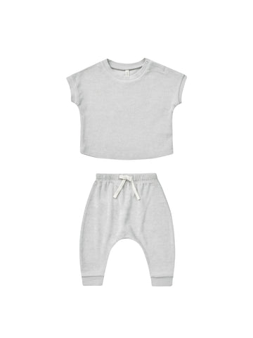DISCOUNTED (DAMAGED) Quincy Mae Terry Tee + Pant Set || Cloud