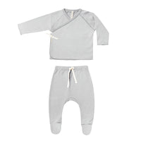 Quincy Mae Wrap Top + Footed Pant Set || Cloud