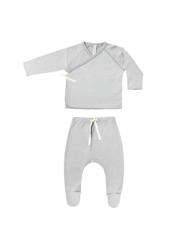 Quincy Mae Wrap Top + Footed Pant Set || Cloud