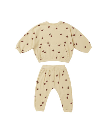 Quincy Mae Waffle Sweater + Pant Set | Apples
