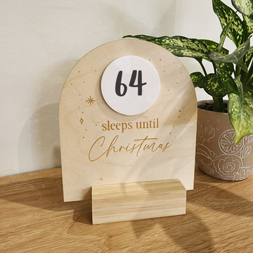 Mini Santa Visits Countdown Plaque - Timber Block - Christmas Decor