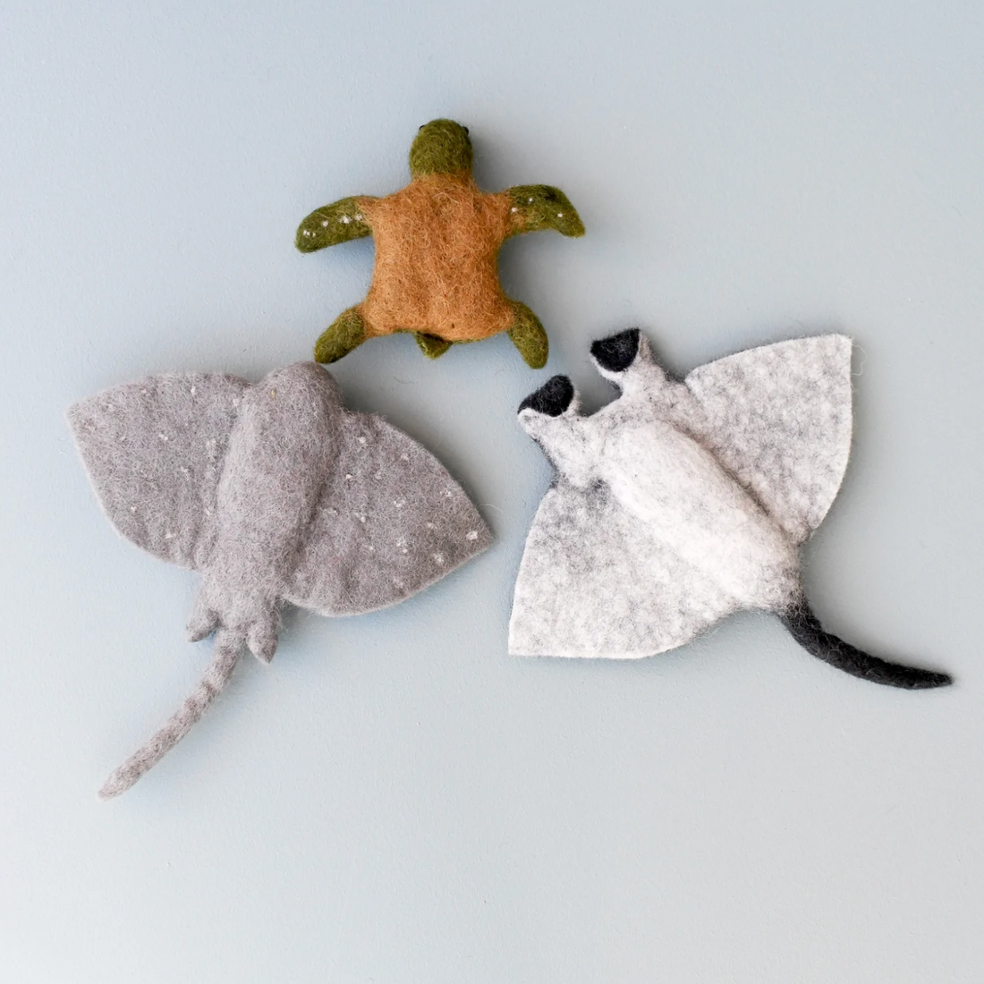 Felt Sea Reef Creatures Toys - Manta Ray, Eagle Ray and Green Sea Turtle