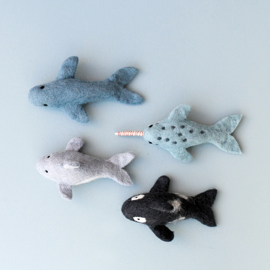 Felt Ocean Marine Mammals Toys - Orca, Whale, Dolphin, Narwhal