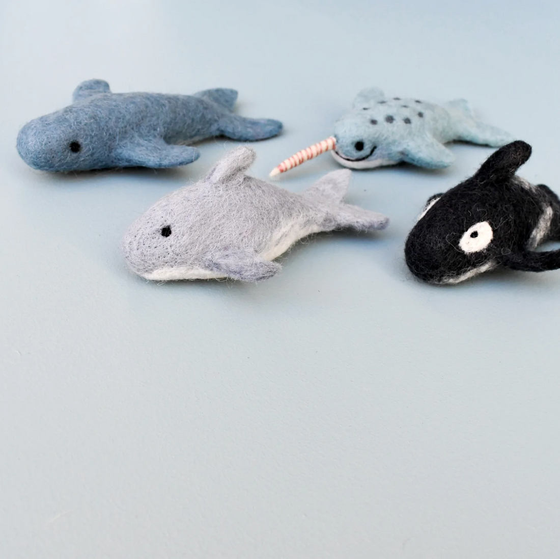 Felt Ocean Marine Mammals Toys - Orca, Whale, Dolphin, Narwhal