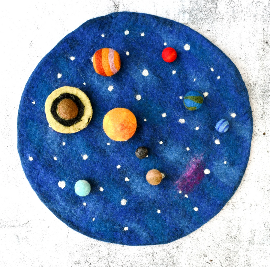 Tara Treasures Solar System Outer Space Play Mat with Felt Planets