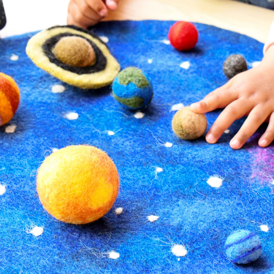 Tara Treasures Solar System Outer Space Play Mat with Felt Planets