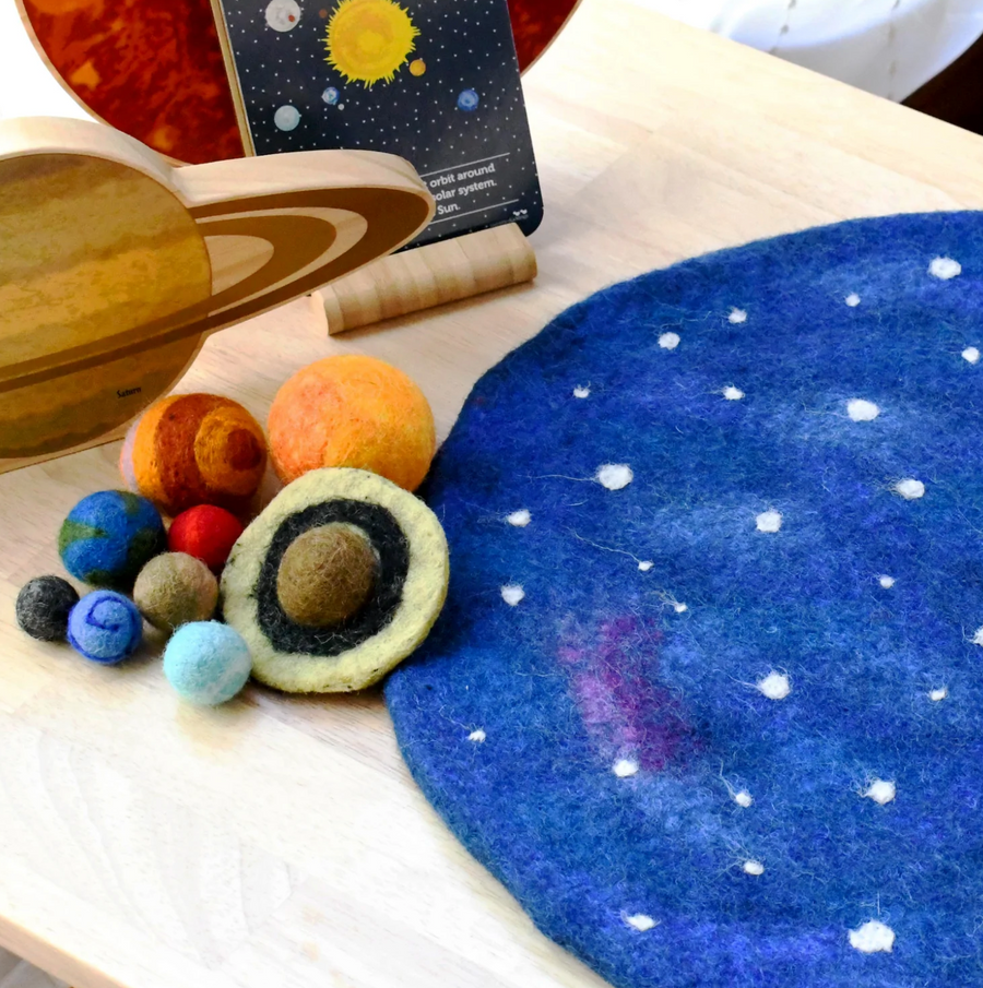 Tara Treasures Solar System Outer Space Play Mat with Felt Planets