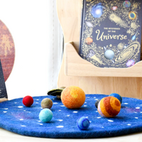 Tara Treasures Solar System Outer Space Play Mat with Felt Planets