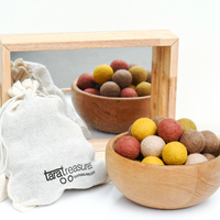 Tara Treasures Wool Felt Balls in a Pouch - Earthy Colours 3cm 30 balls