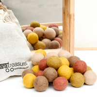 Tara Treasures Wool Felt Balls in a Pouch - Earthy Colours 3cm 30 balls