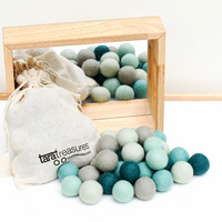 Tara Treasures Wool Felt Balls in a Pouch - Blue Tones 3cm 30 balls