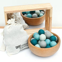 Tara Treasures Wool Felt Balls in a Pouch - Blue Tones 3cm 30 balls