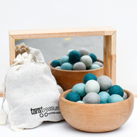 Tara Treasures Wool Felt Balls in a Pouch - Blue Tones 3cm 30 balls