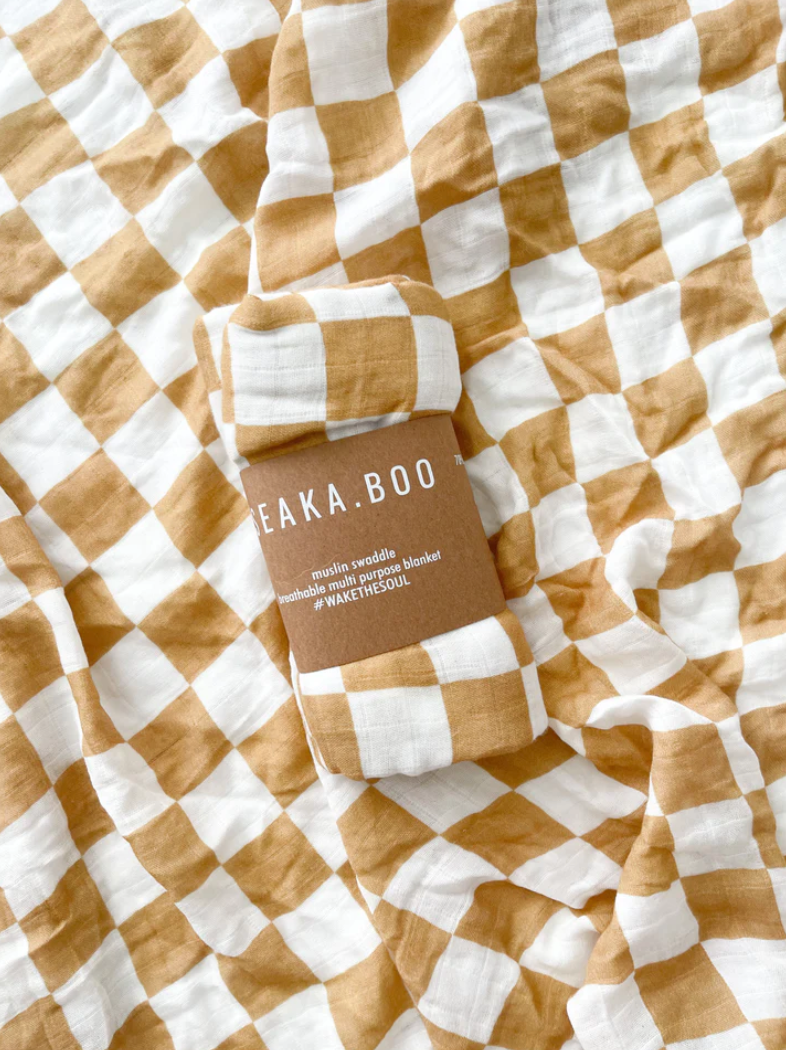 Sandalwood Check Bamboo/Cotton Wrap